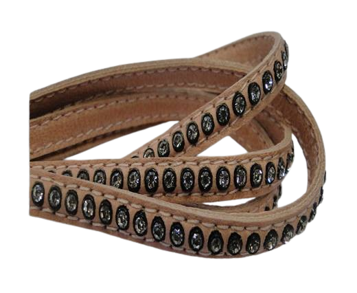 Real Nappa Flat Leather with swarovski crystals - 6mm - salmon