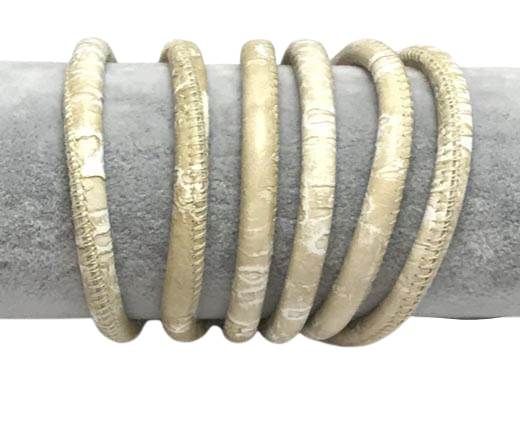 Round stitched nappa leather cord Beige -6mm