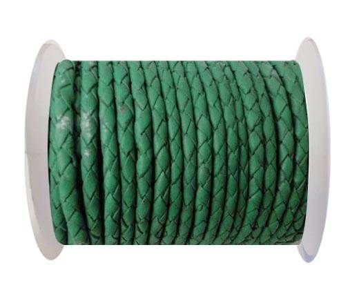 Round Braided Leather Cord SE/B/523-Moss Green-4mm