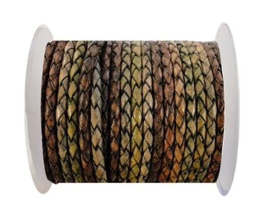 Round Braided Leather Cord SE/DM/01-Vintage Night Shades - 3mm