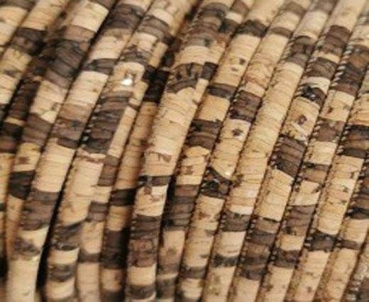 Real Cork Round - 3mm - zebra pattern with golden flecks