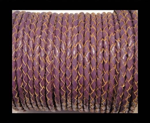 Round Braided Leather Cord SE/B/2004-Purple - 3mm