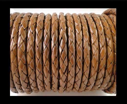 Round Braided Leather Cord SE/B/07-Medium Brown - 3mm