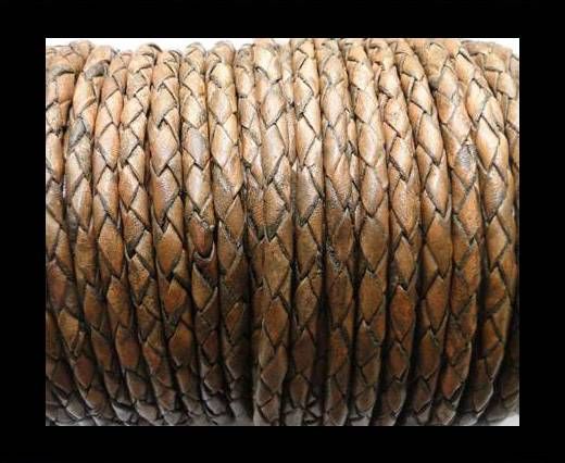 Round Braided Leather Cord SE/PB/11-Antique Brown - 3mm