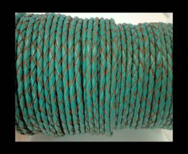 Round Braided Leather Cord SE/B/2007-Sea blue - 3mm