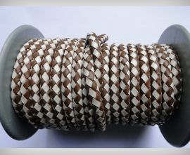 Round Braided Leather Cord SE/B/27-Brown-White - 3mm