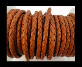 Round Braided Leather Cord SE/B/Orange-3mm