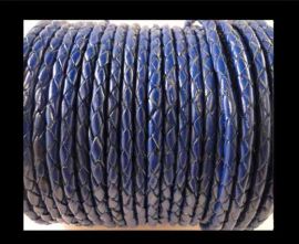 Round Braided Leather Cord SE/Dark Blue - 3mm
