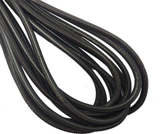 Round Stitched Nappa Leather Cord-4mm-Anthracite