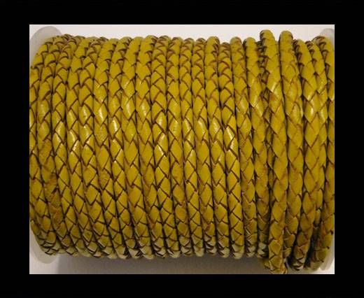 Round Braided Leather Cord SE/B/2020-Mustard - 3mm