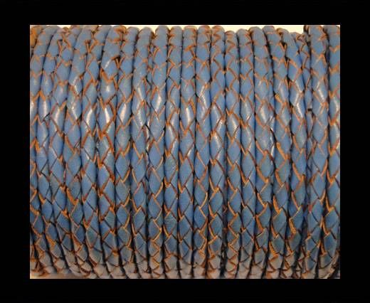 Round Braided Leather Cord SE/B/2012-Sky blue - 5mm