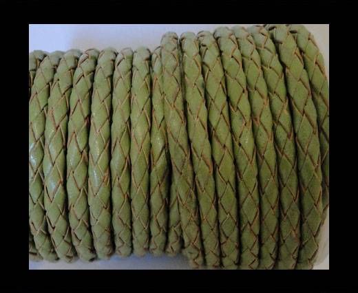 Round Braided Leather Cord SE/R/22-Olive Green - 3mm