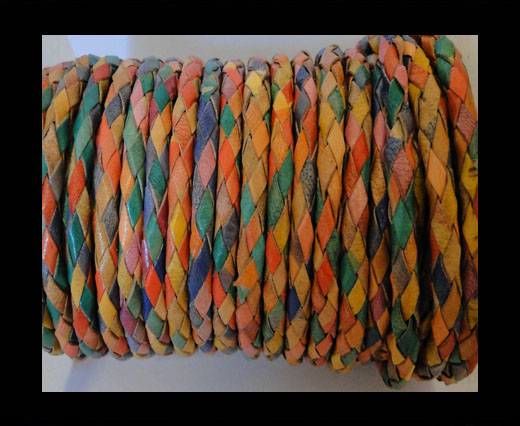 Round Braided Leather Cord SE/MD/01-Multicoloured - 5mm
