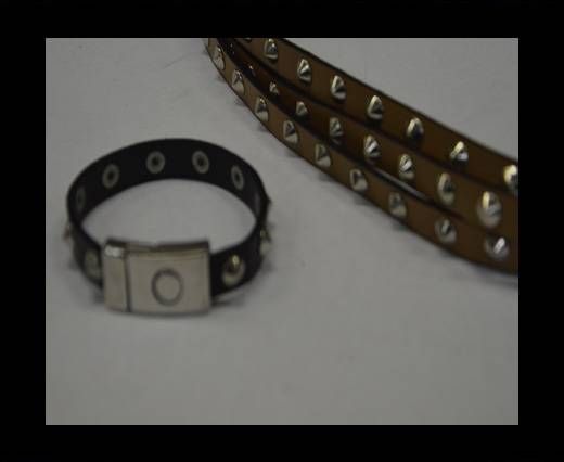 synthetic nappa leather with Metal 10mm-Dark Brown