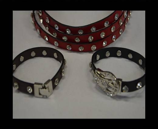 synthetic nappa leather with Crystal 10mm-Red