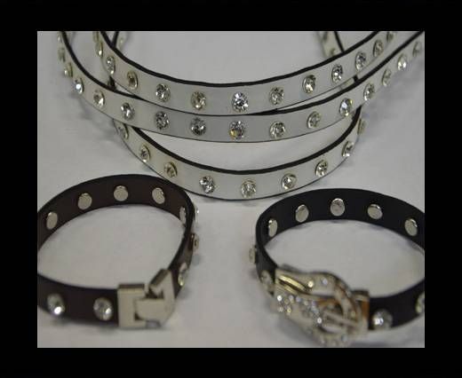synthetic nappa leather with Crystal 10mm-White
