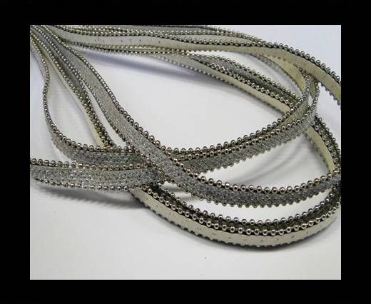 synthetic nappa leather with chains-10mm-White