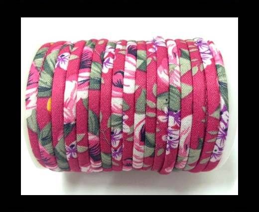 Fabric with flowers round-4mm-Fuchsia