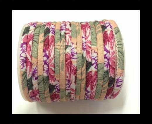 Fabric with flowers round-4mm-Pink