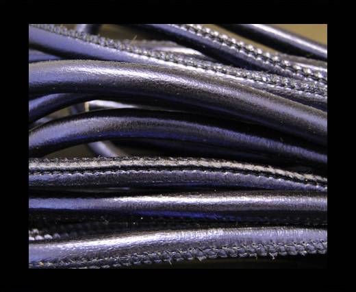 Round stitched nappa leather cord Indigo-4mm