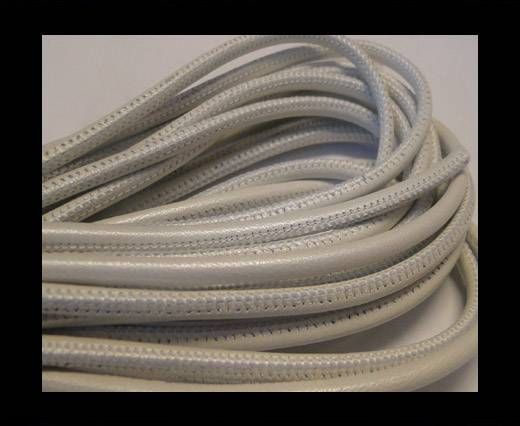Round stitched nappa leather cord White-4mm