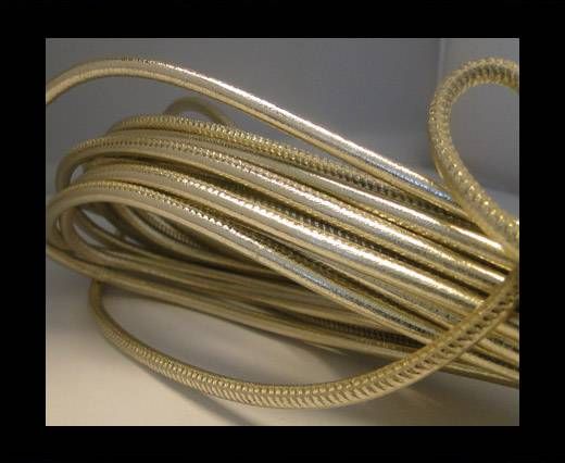 Round stitched nappa leather cord Light Gold-4mm