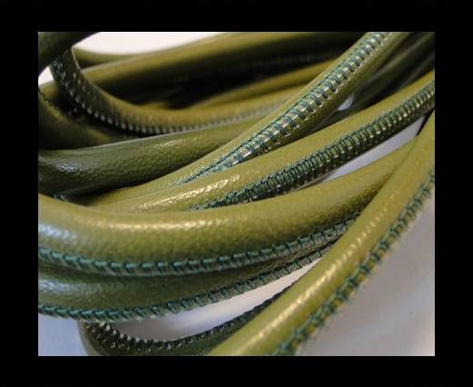 Round stitched nappa leather cord Green-6mm
