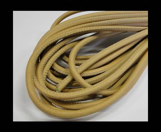 Round stitched nappa leather cord Ochre Yellow-6mm