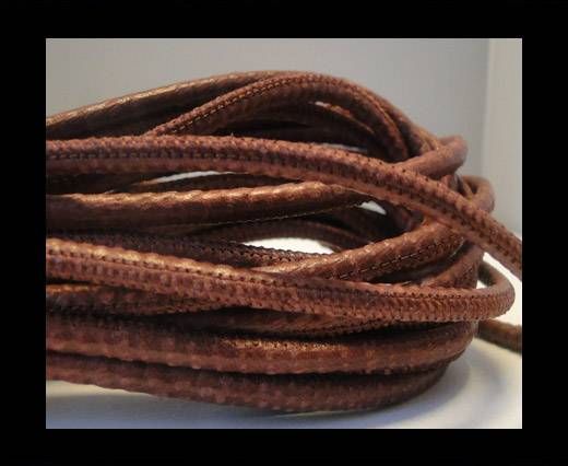 Round stitched nappa leather cord Snake-style -Bordeaux -4mm