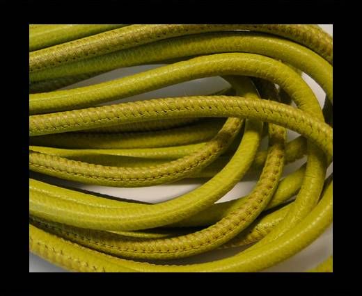 Round stitched nappa leather cord Yellow Green-4mm