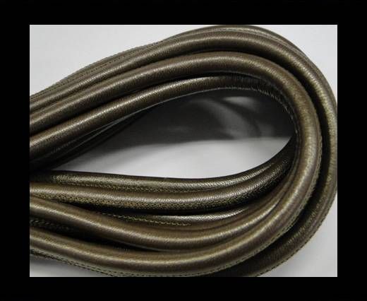 Round stitched nappa leather cord Pewter -6mm