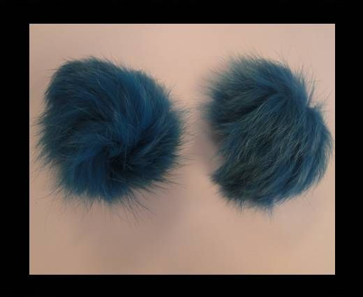 Fox Fur Pom Pom-Bermuda Blue-10cms