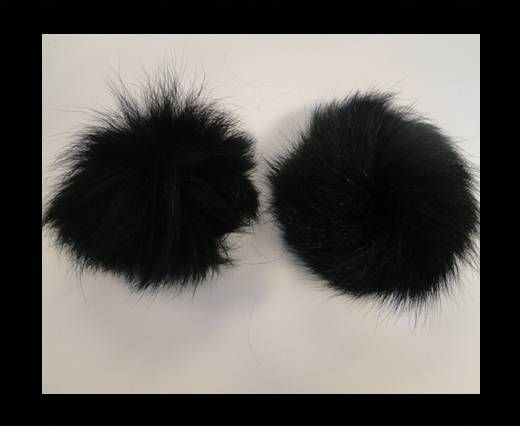 Fox Fur Pom Pom -Black-10cms