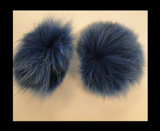 Fox Fur Pom Pom-Dark Blue-10cms