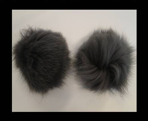 Fox Fur Pom Pom-Dark Grey-10cms