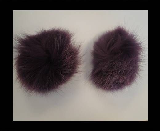 Fox Fur Pom Pom-Dark Purple-10cms