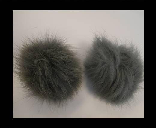 Fox Fur Pom Pom-Light Grey-10cms