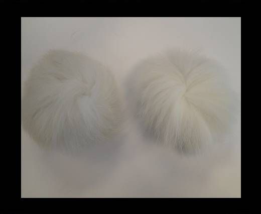 Fox Fur Pom Pom-White-10cms
