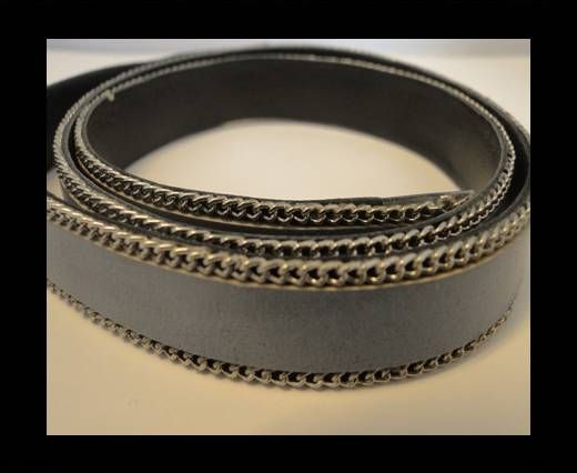 Flat Leather with Chain- Light Grey-10mm