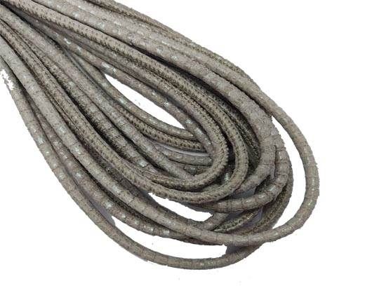 Round Stitched Nappa Leather Cord-4mm-lizard beige