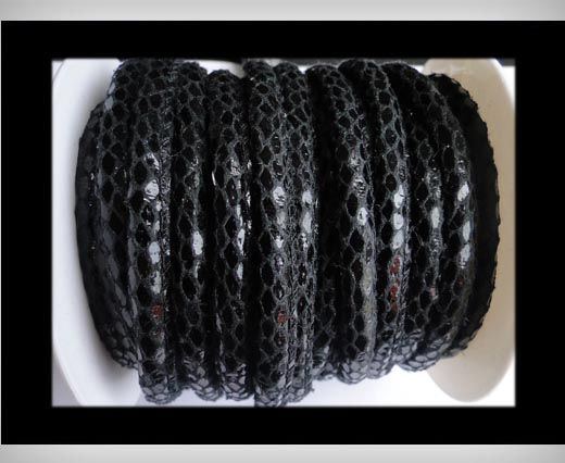 faux nappa leather 6mm Snake-Skin-Black -Fabric