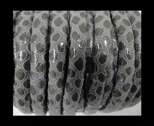 faux nappa leather 6mm Snake-Style-Round-Grey