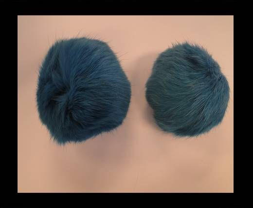 Rabbit Fur Pom Pom -Bermuda Blue-8cms