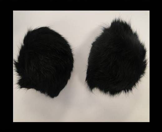 Rabbit Fur Pom Pom-Black-8cms
