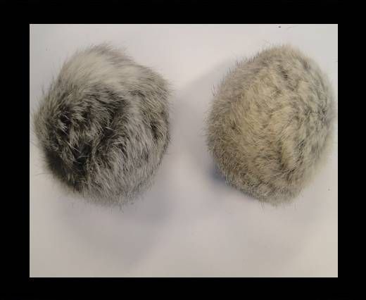 Rabbit Fur Pom Pom-Light Grey-9cms