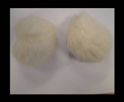 Rabbit Fur Pom Pom-White-9cms