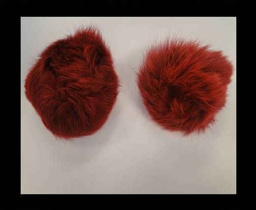Rabbit Fur Pom Pom-Wine Red-9cms