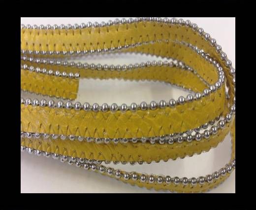 Real Nappa Flat Leather with steel balls chains-10mm-Honey Musta