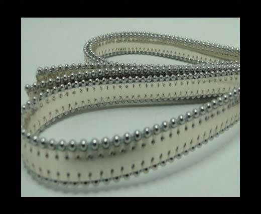 Real Nappa Flat Leather with steel balls chains - 10mm - platinu