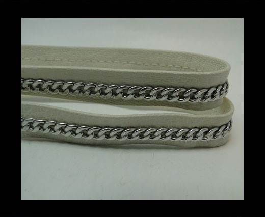 Real Nappa Leather Chain Stitched-10mm-Single-Beige
